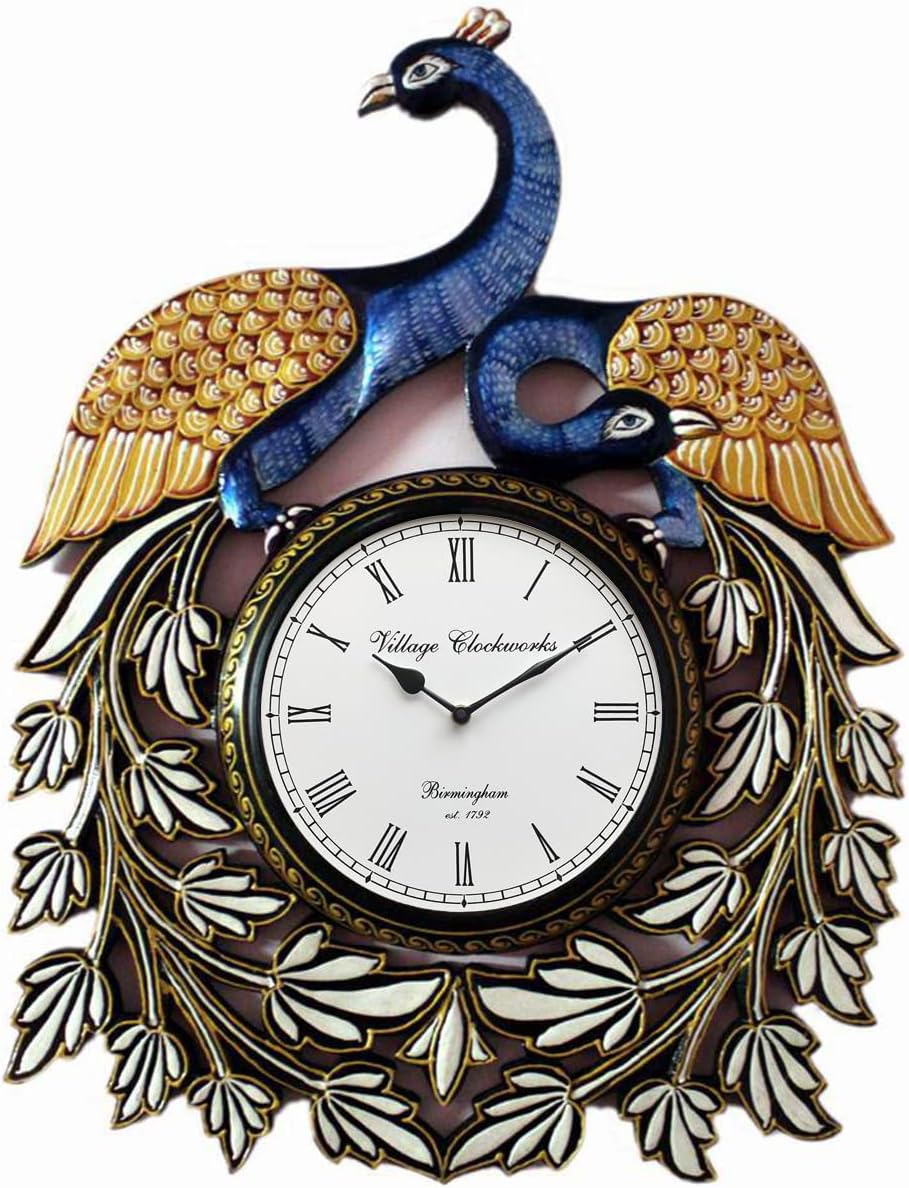 RoyalsCart Peacock Analog Wall Clock, Multi Color (KTWC162)