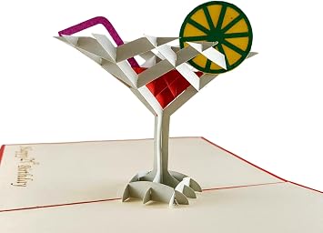 iGifts And Cards 21st Birthday Cocktail 3D Pop-Up Card Martini Glass with Lime Slice & Straw Fun Celebration Keepsake for Him, Her & Gender-Neutral Adults 4.75 x 6.75 Inches