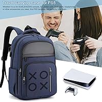 Vista 3 de Mochila de consola de juegos para PS5 mochila de viaje para controladores y accesorios de juegos, Azul, Juego