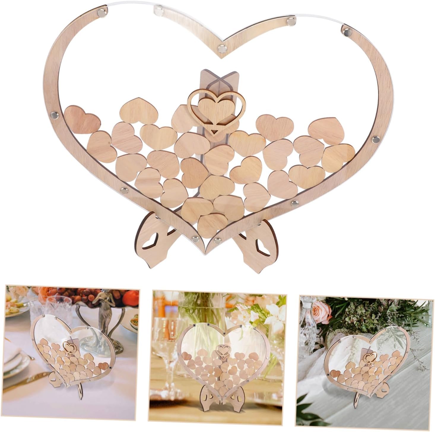 1 Set Rustic Heart Shaped Wooden Guest Book Frame for Weddings Celebrations Unique Table Decoration for Guest Signatures Messages Design for Lasting Memories