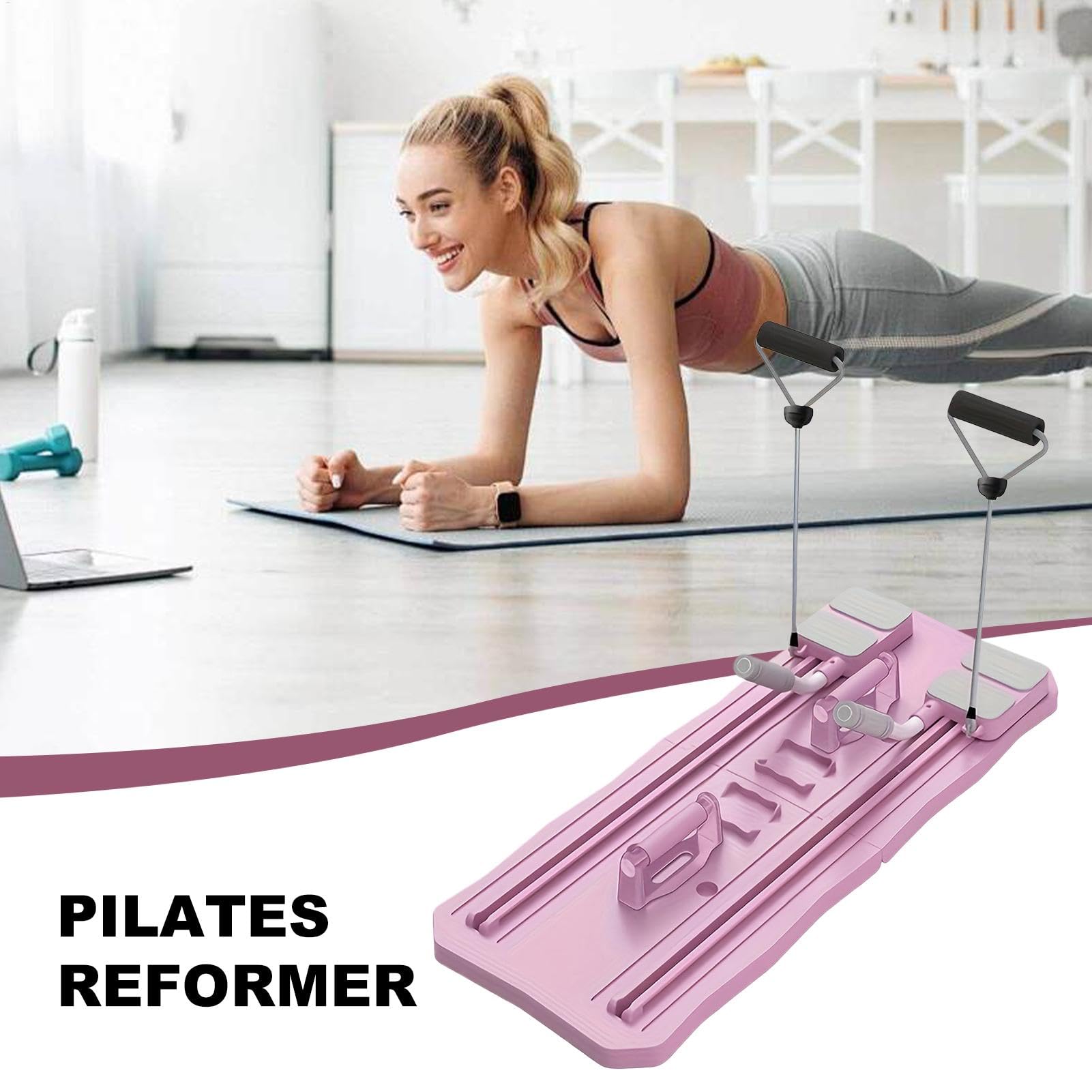 Pilates Reformer, attrezzo per allenamento addominali pieghevole, kit per pilates a casa, attrezzatura per esercizi in palestra per uomini e donne, tavola multifunzionale per fitness