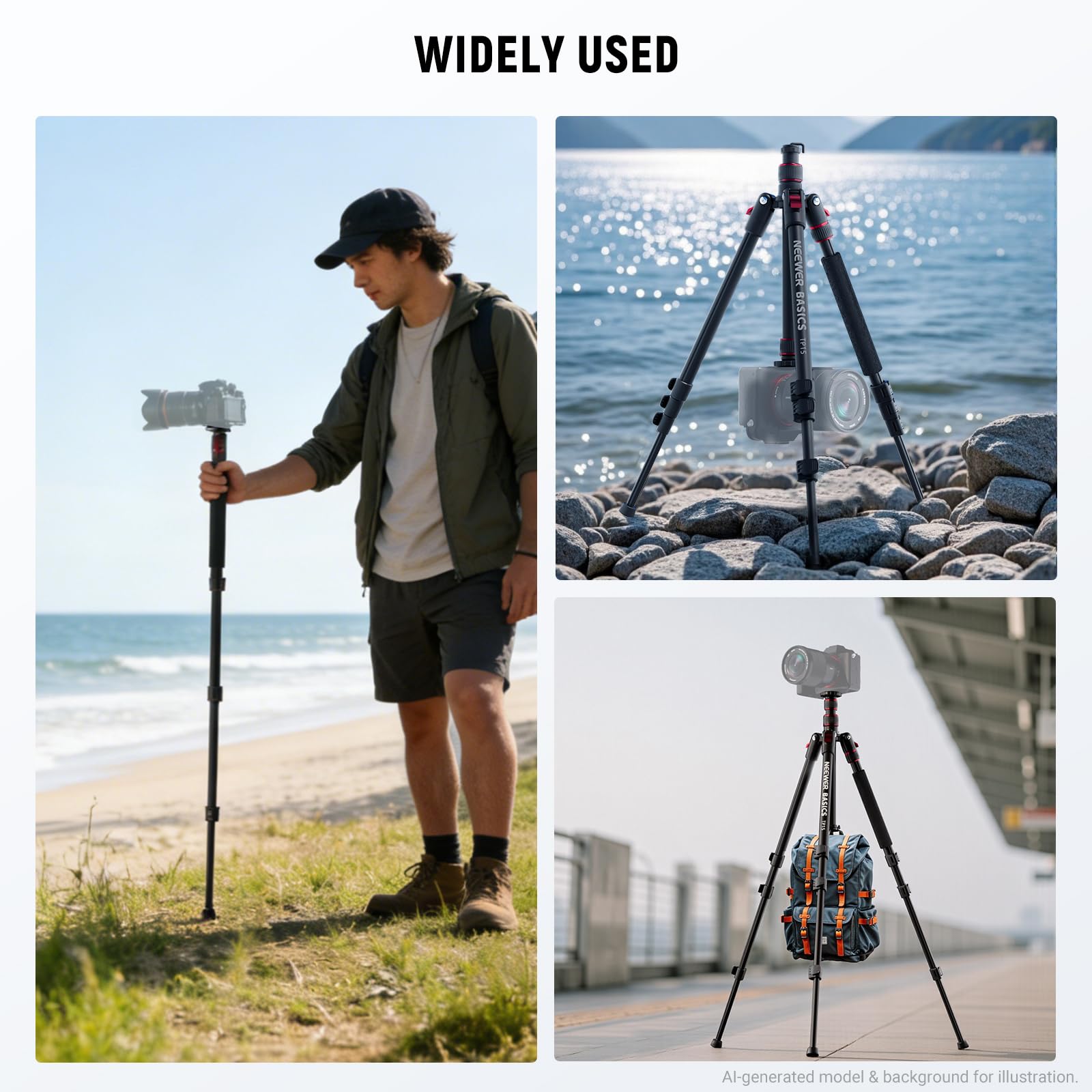 NEEWER BASICS TP15 Statyw do aparatu, monopod, 67,7 cala, metalowy, wytrzymały, przenośny, podróżny, lustrzanka cyfrowa, stojak na telefon komórkowy z uchwytem na telefon komórkowy, kompatybilny z