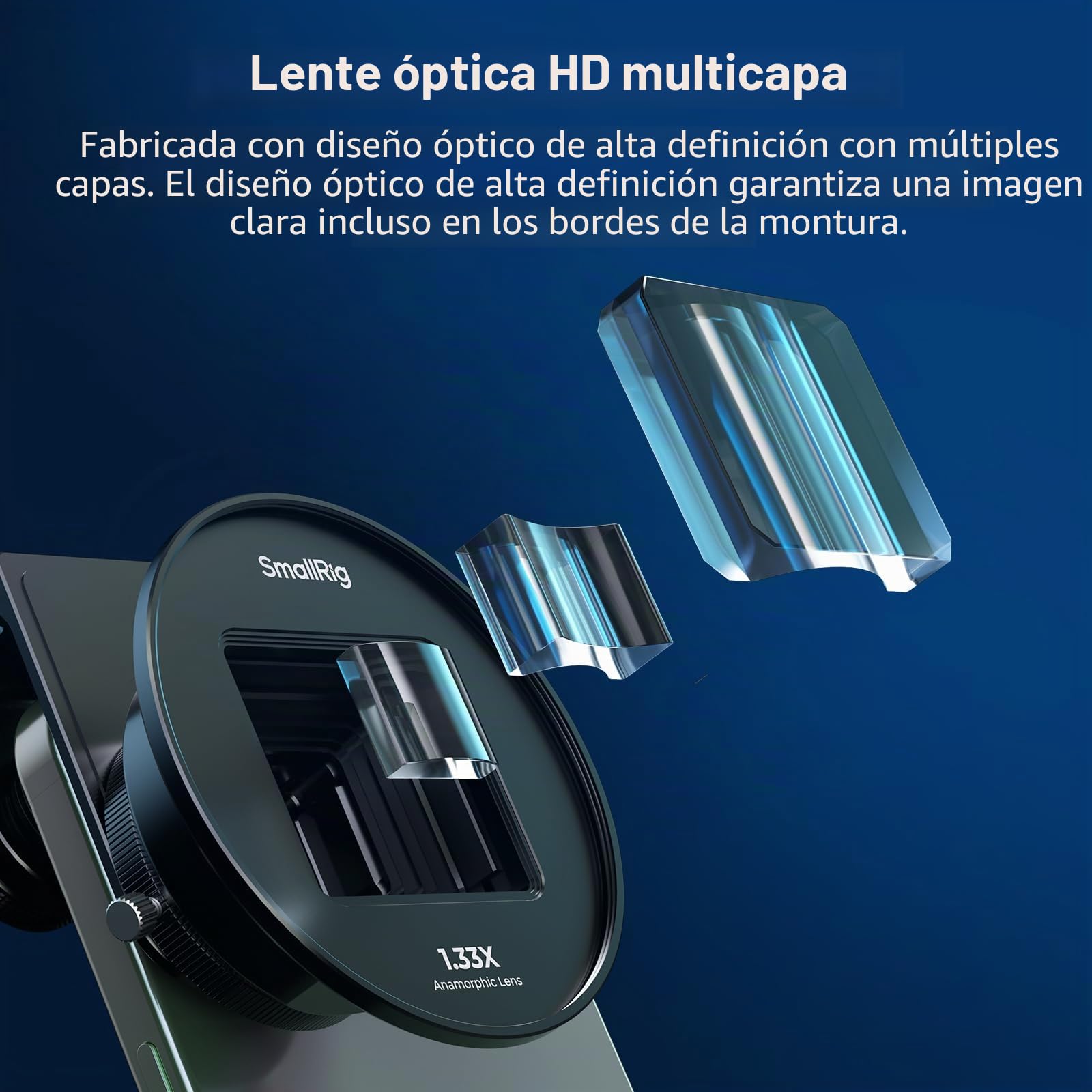 SMALLRIG Lente Anamórfica 1.33X para Teléfono Móvil, Lente Cinematográfica con Deformación de Pantalla Ancha 2.4:1 con T-Mount, para iPhone, Samsung S21/S22 Series
