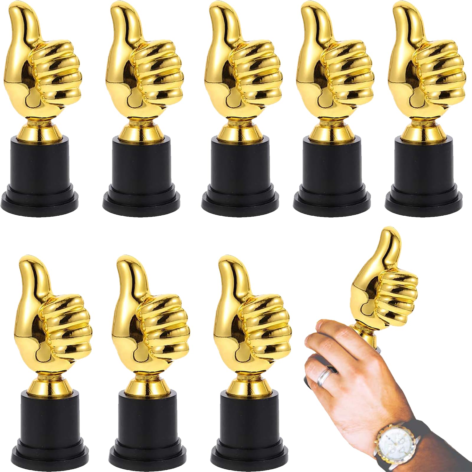 Trofeos Pulgar hacia Arriba 8 Piezas Oro Plastico para Deportes Competiciones Escolares