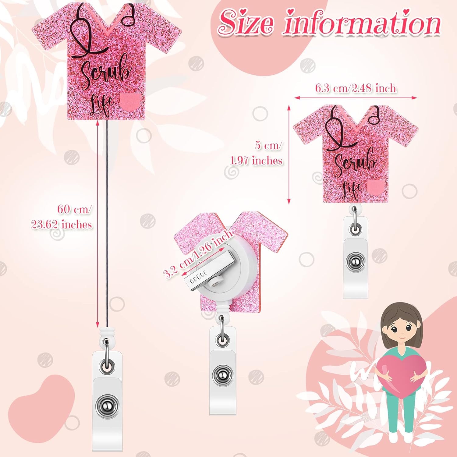 Sherr 16 Pieces Christmas Nurse Retractable Badge Reel Holder Glitter Badge Clip Scrub Life ID Name Holder Gift for Nurse Christmas Teacher Student(Multi Colors)