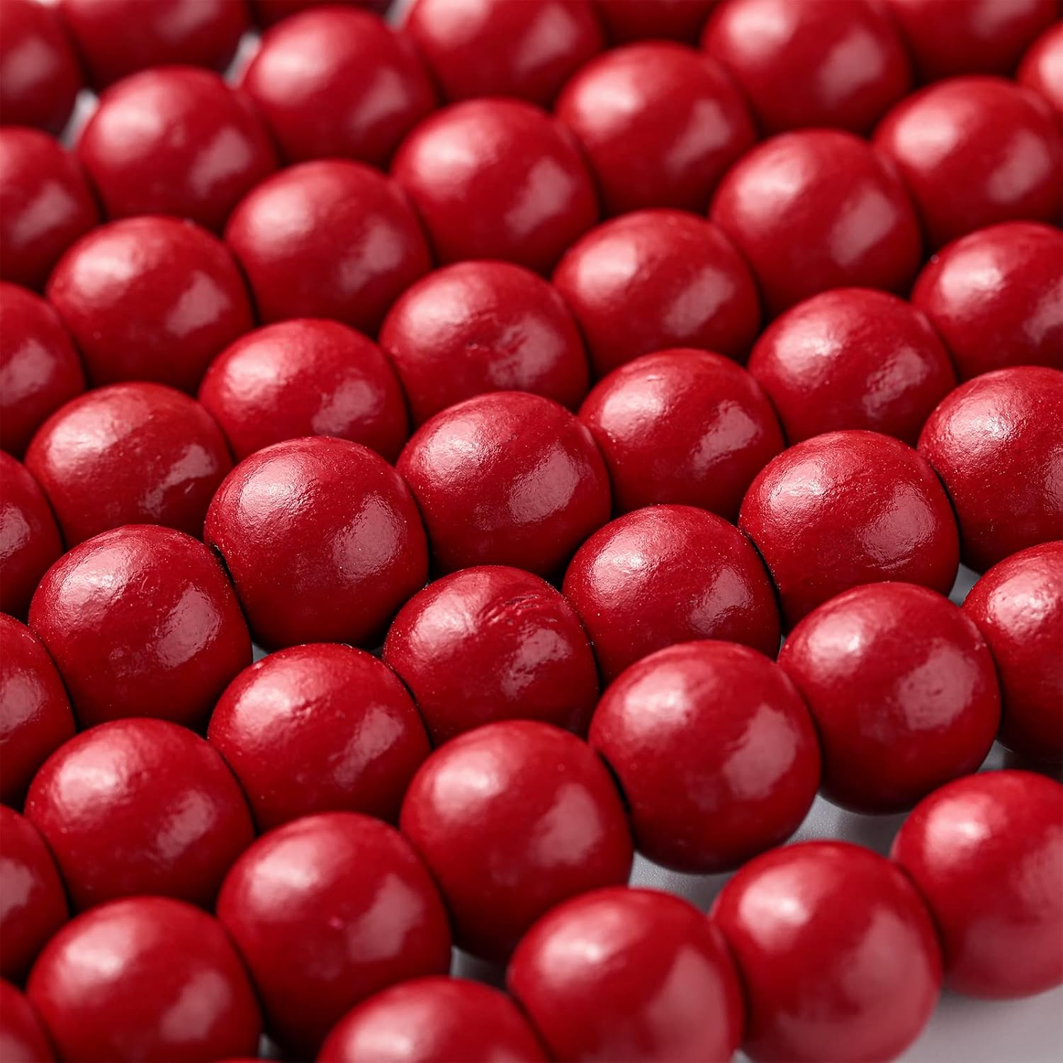 Giegxin 2 Pcs Wood Red Christmas Bead Garland 66 Feet in Total Rustic Farmhouse Country Decor for Christmas Tree Tier Tray Wooden Wall Hanging Beaded Garland for Xmas Holiday Favors Supplies