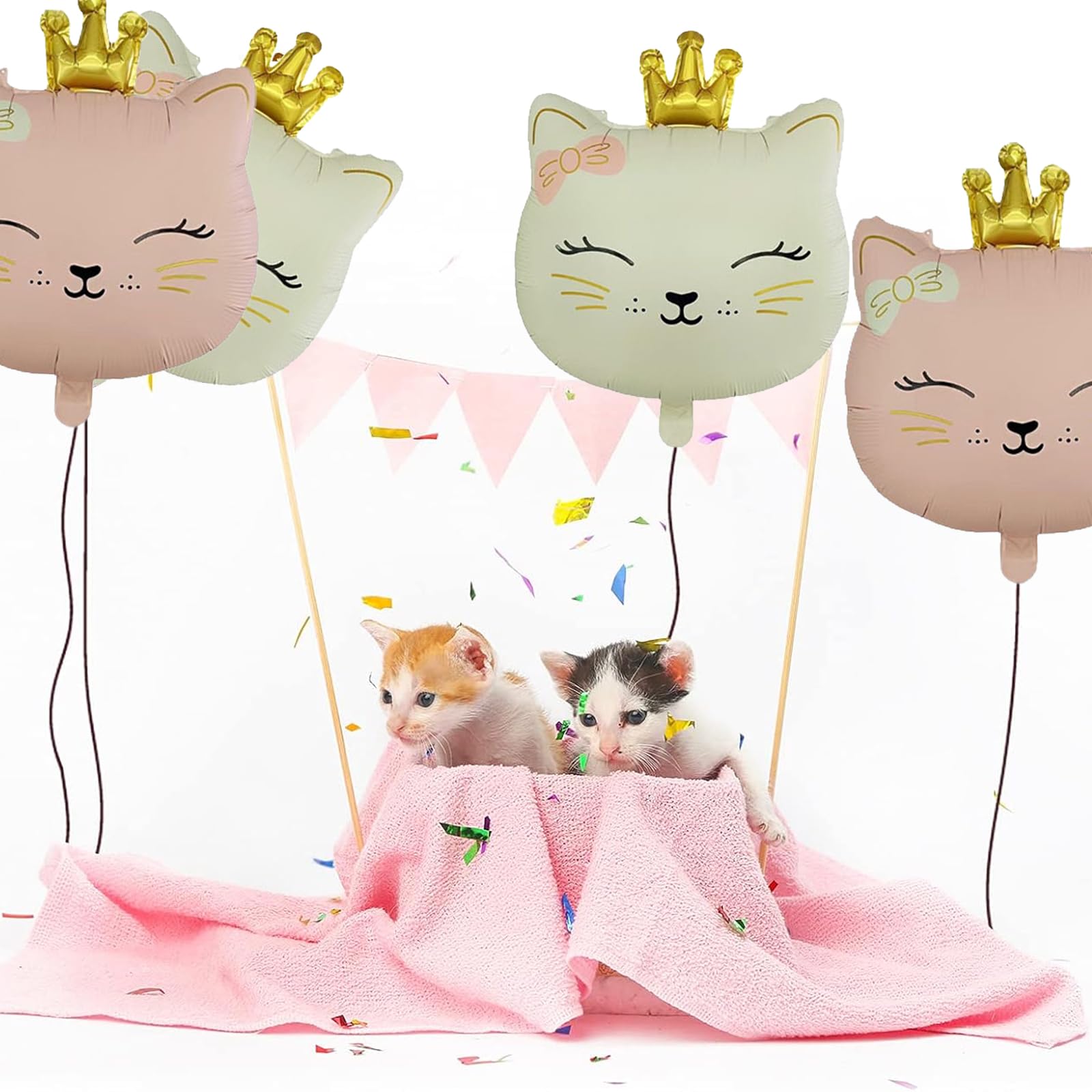 7-teiliges Katzen-Geburtstagsballon-Set | Aluminium-Folienballons Für Mädchen 5 Jahre | Perfekte Deko Für Mottopartys