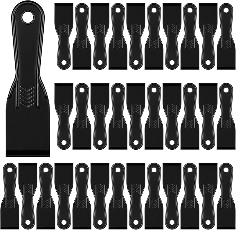40 Pcs Plastic Putty Knife Bulk, 2 Inch Flexible Paint Scraper Tool Black Flexible Putty Knife Scraper for Repairing Walls, Caulking, Plastering, Removing Wallpaper, Repairing Drywall (7.1"x2")