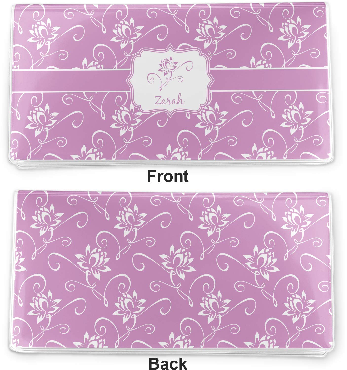 RNK Shops Personalized Lotus Flowers Vinyl Checkbook Cover
