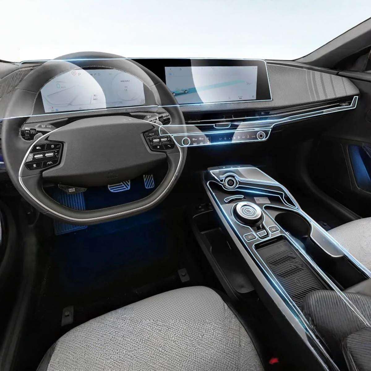 Car Interior Center Console Media Dashboard Navigation TPU Protector Film Anti-Scratch, for KIA EV6 GT 2021 2022 2023