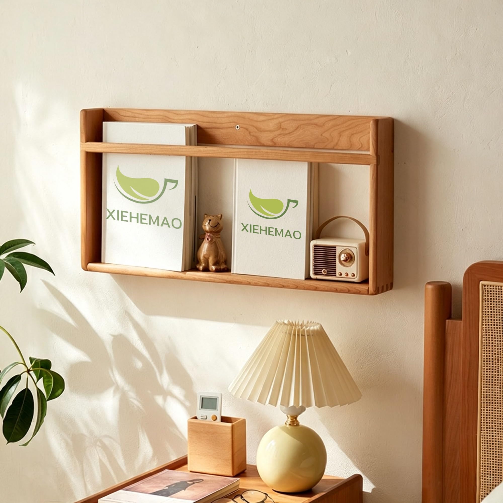 Holz Wandmontierter Zeitschriftenhalter, Akten Organizer | Für Eingangsbereich, Büro, Wohnzimmer, Wartezimmer(Beige,90cm)