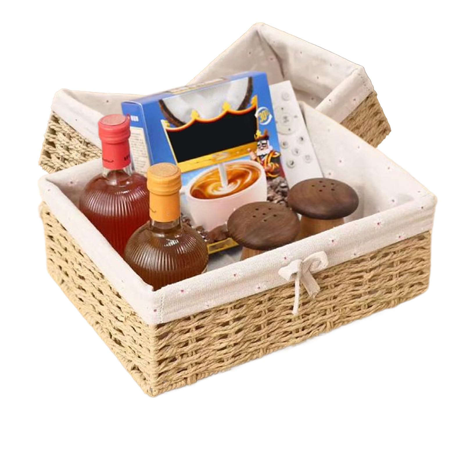Canastas fruta y pan de mimbre de imitación: juego rústico de tres piezas para mesa