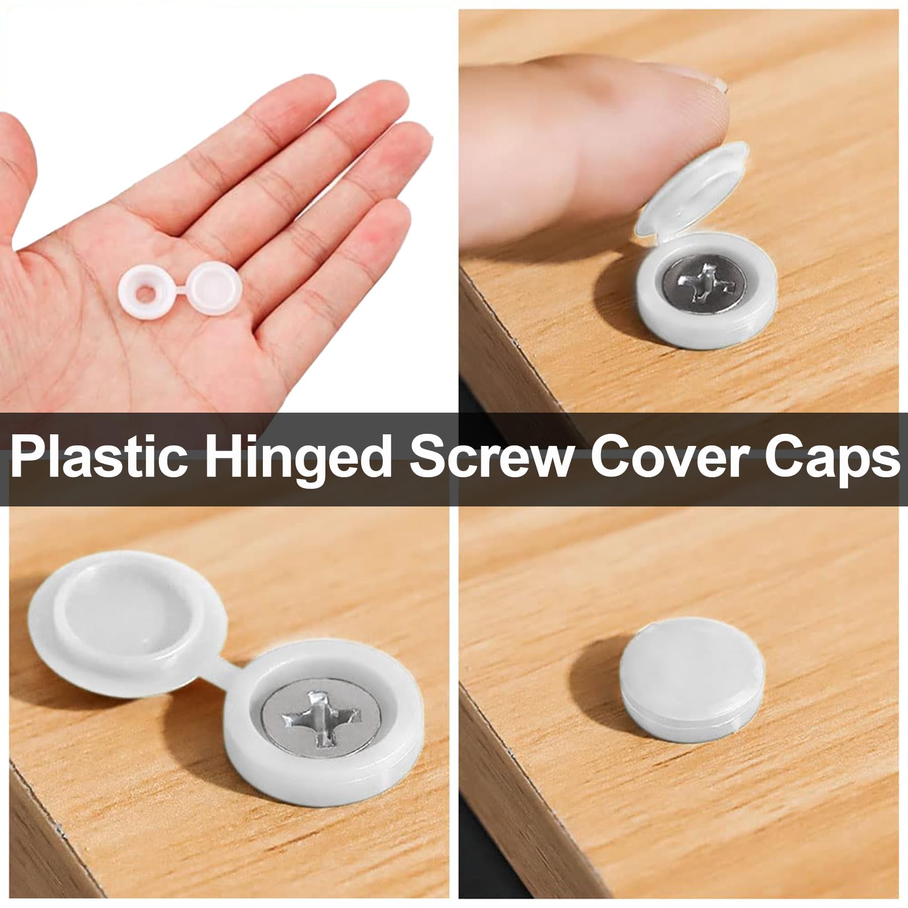 LEPEVNEY White Plastic Hinged Screw Cover Caps 5.8mm Hole Fold Snap Washer, 50 Pieces Pack - Image 4