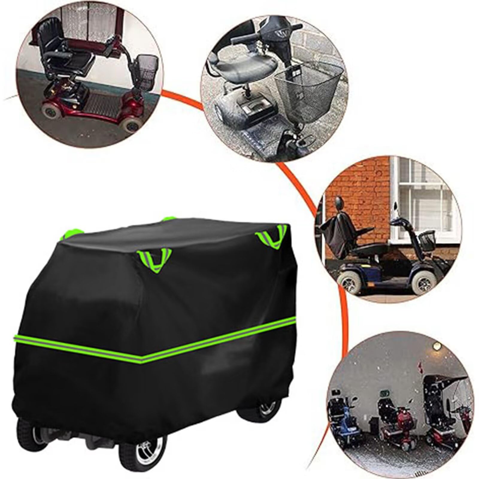 genérico funda patinete electrico compatible con Shoprider Sunrunner 3,material 210D,a prueba de polvo y sol,impermeable,con bolsa de almacenamiento（Black Green）