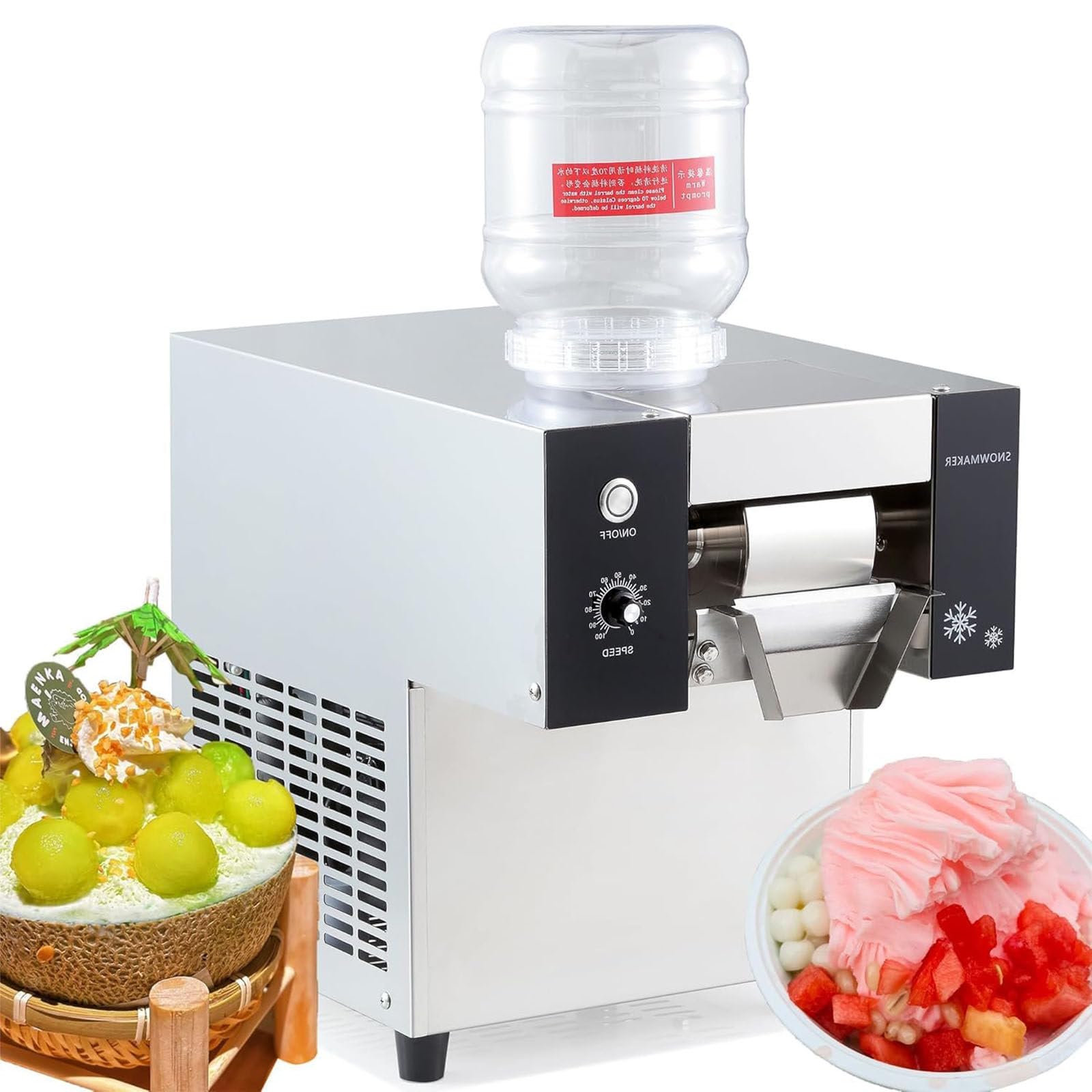 Ylpddmm Multicolor Automatic Electric Ice Shaved Machine,176 Lbs/24H Snowflake Ice Maker