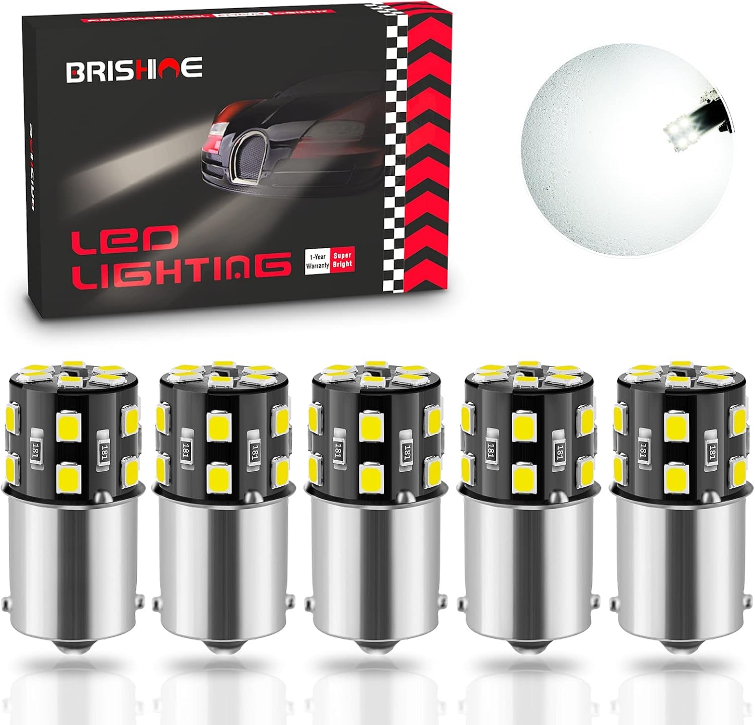 10X 1141 1156 6000K Xenon White Interior LED Light Bulbs for RV, Super Bright 18-SMD 1073 1003 7506 BA15S LED Bulbs for Camper Trailer Boat Car Indoor Lights(12V-24V)
