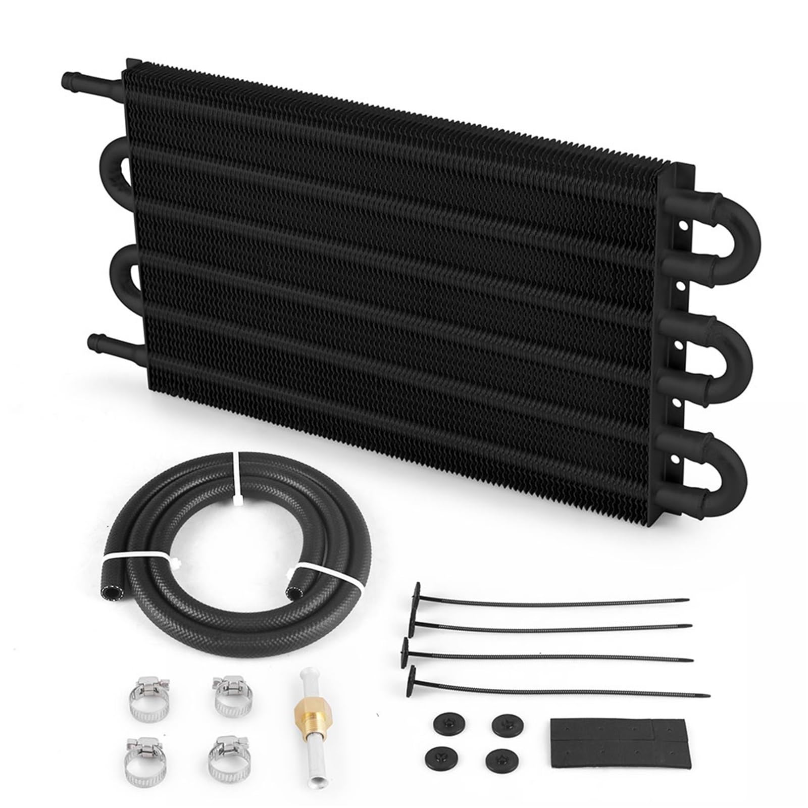 4 Row 6 Row 8 Row Universal Aluminum Remote Transmission Oil Cooler Auto-Manual Radiator Converter Kit Transmission Oil Cooler(6 Row Black)