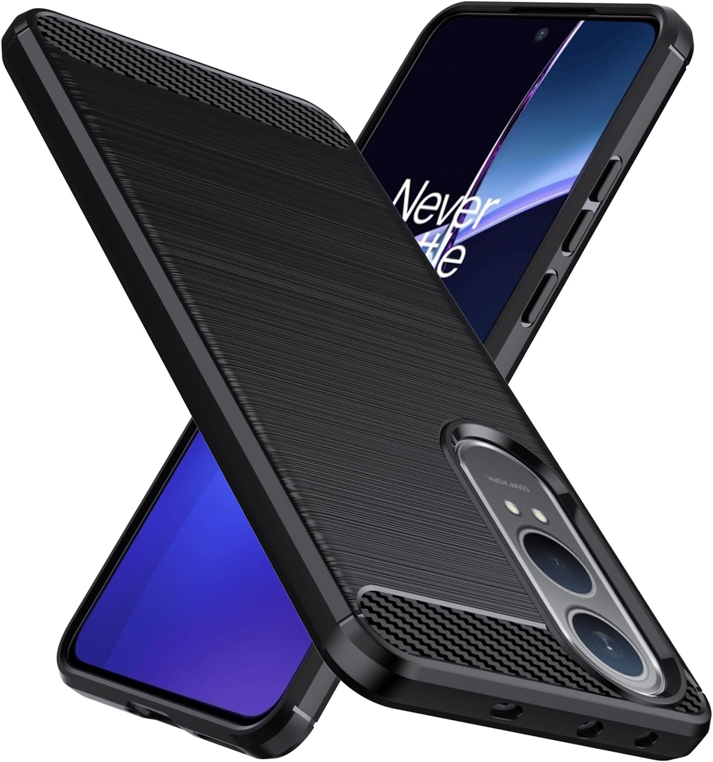 OnePlus Nord CE4 Lite 5G Case - Military-Grade Shockproof, Carbon Fiber Texture, Soft Flexible TPU Slim Cover, Black