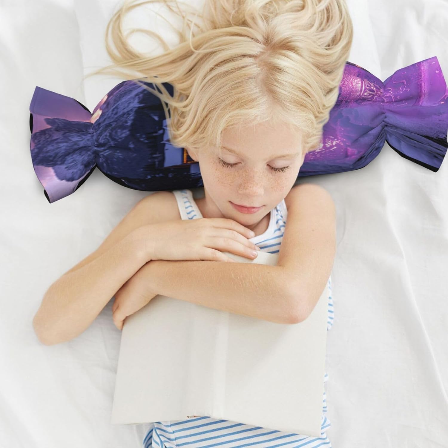 Snow at Night Cylindrical Pillow-Premium Bed Pillows, Side Sleeper Neck Support, Decorative Candy Design, Soft and Durable