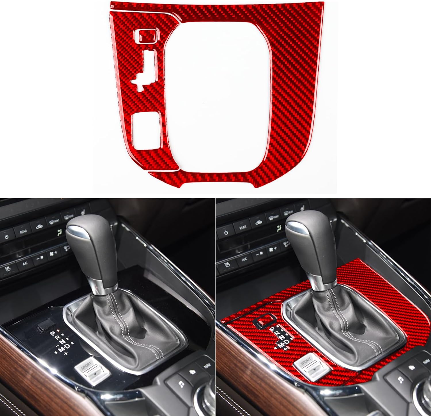 NVCNX Real Premium Carbon Fiber Car Center Console Gear Shift Panel Cover Trim Interior Accessories Compatible with Mazda CX9 CX-9 2016 2017 2018 2019 2020 2021 2022 2023 Red