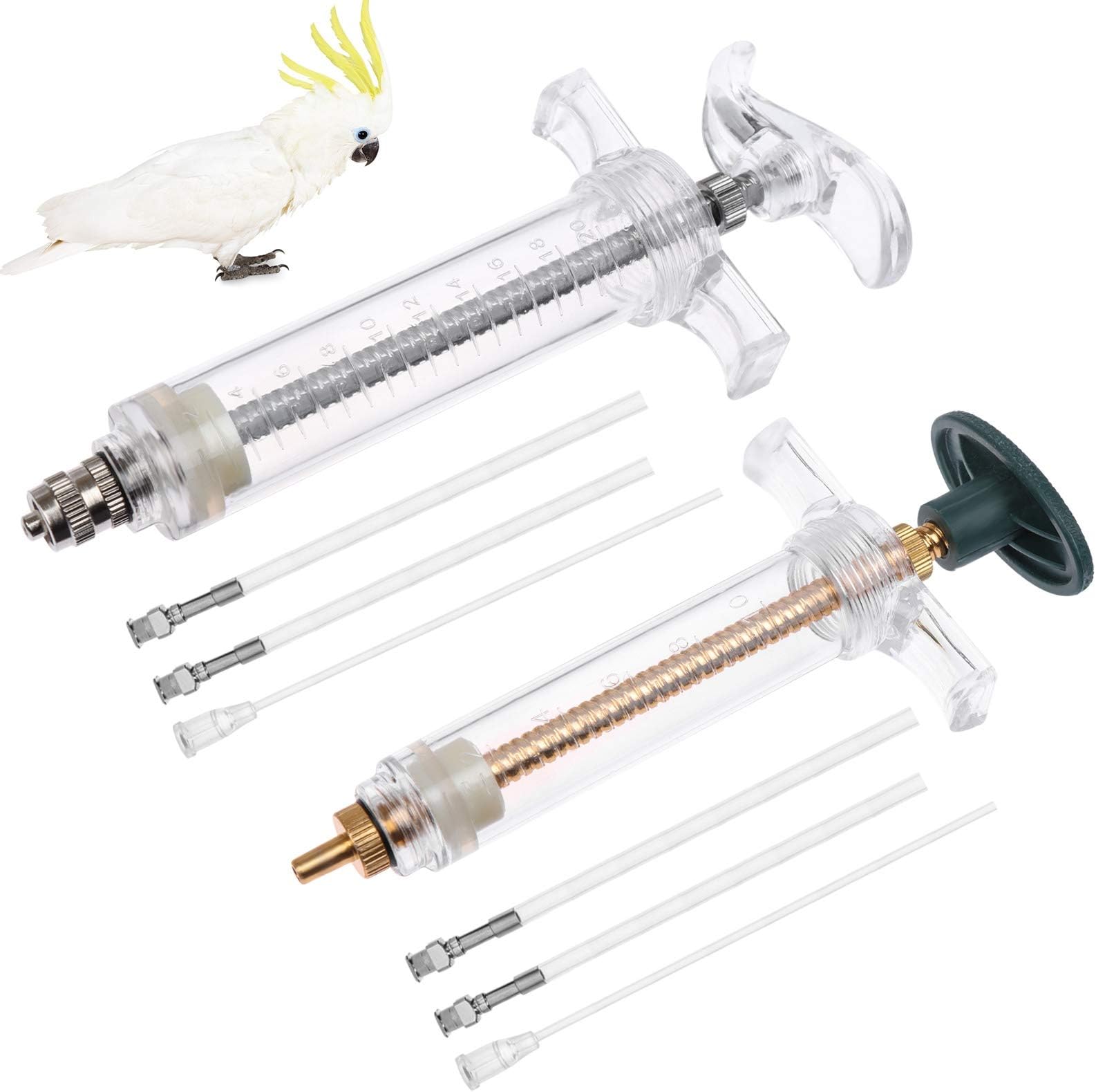 OBANGONG 2 Sets Hand Feeding Syringe for Birds, 20ml & 10ml, Plastic, Non-Sterile, 1 Count