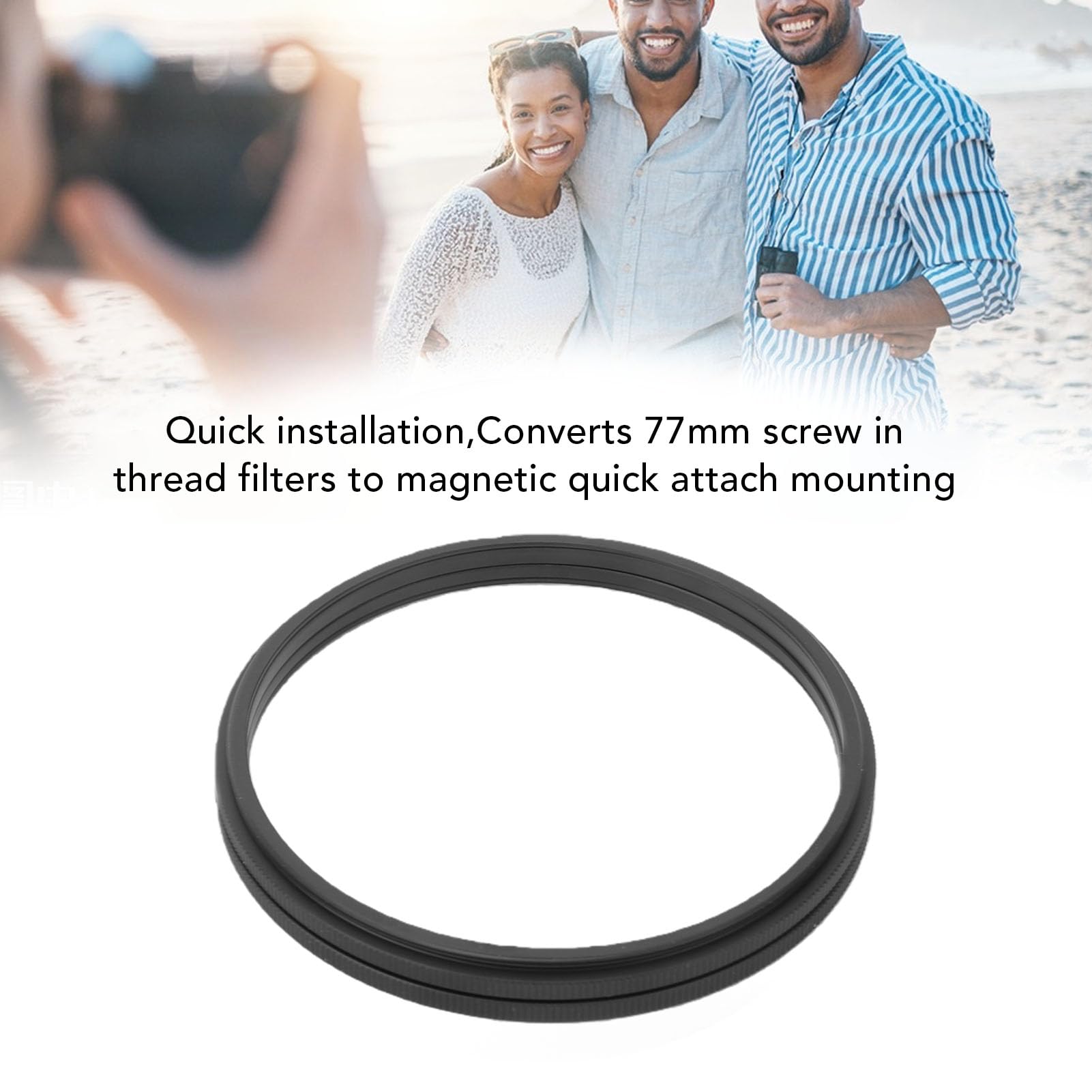 LICAEVEY 77-mm-Magnetadapterring-Kit, Objektiv- und Filteradapterring aus Aluminiumlegierung, Schraubgewinde, Filter auf Magnet, Upgrade für Fotografen, Schneller Wechsel, Präzise Passform
