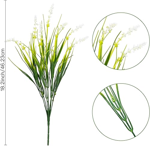 Miniatura 8 de AUMVEYI 8 piezas de plantas falsas para exteriores, resistentes a los rayos UV, plantas de césped alto artificiales, flores tropicales, arbustos,