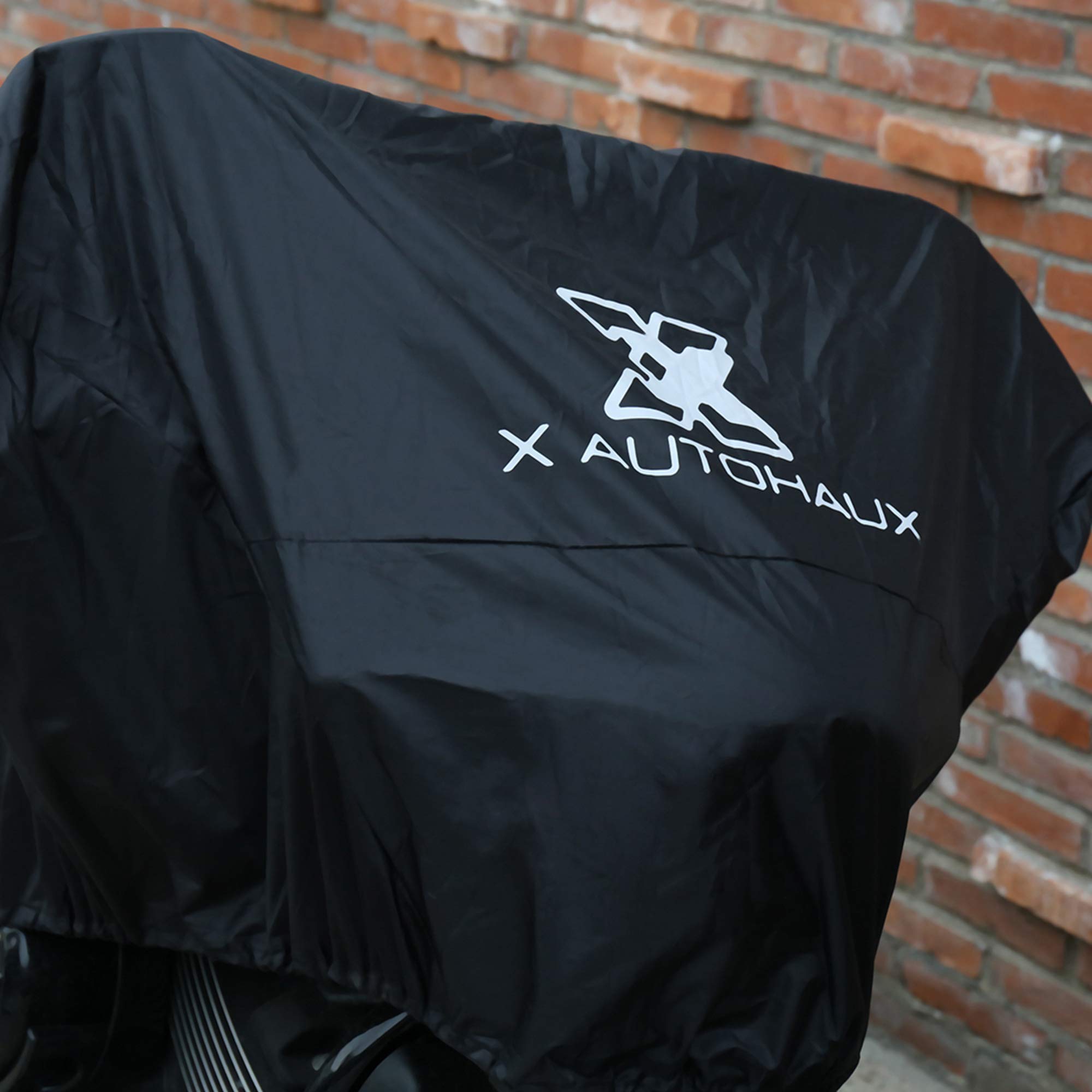 X AUTOHAUX - Funda Ligera para Moto, Media Funda, para Exteriores, Impermeable, Protector de Lluvia y Polvo, para la mayoría de Deportes, Aventura, Touring, Cruiser, Negra, Talla L