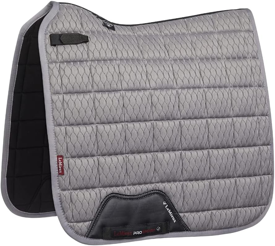 LeMieux Dressage Carbon Mesh Square Saddle Pad - English Saddle Pads for Horses - Equestrian Riding Equipment and Accessories (Grey - Large)