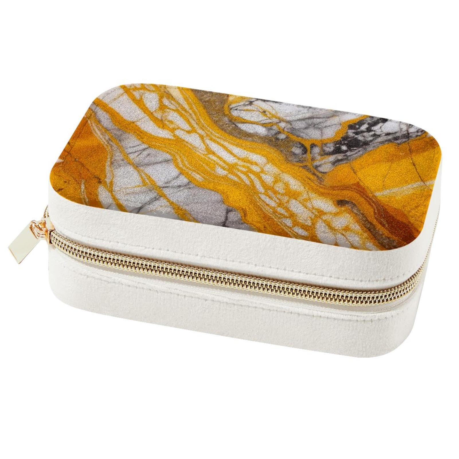 Boîte à bijoux effet marbre jaune, coffret élégant et haut de gamme