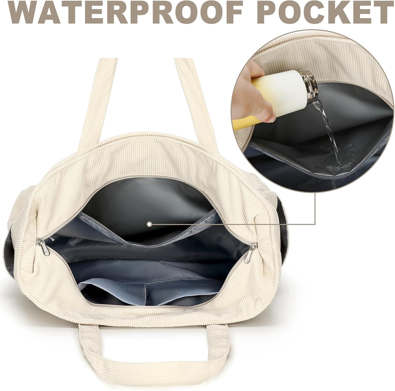 LEDAOU Beach Bag Women Tote Bag Pool Bag with Zipper for Gym Grocery Travel with Wet Pocket - Image 4