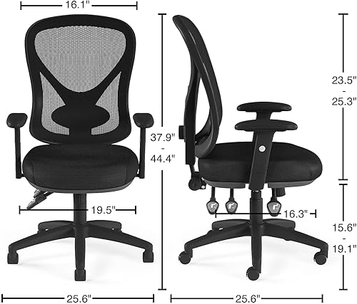 Miniatura 7 de STAPLES Carder - Silla de escritorio y computadora de tela con respaldo de malla, color negro, paquete de 2 (59236-CCVS)