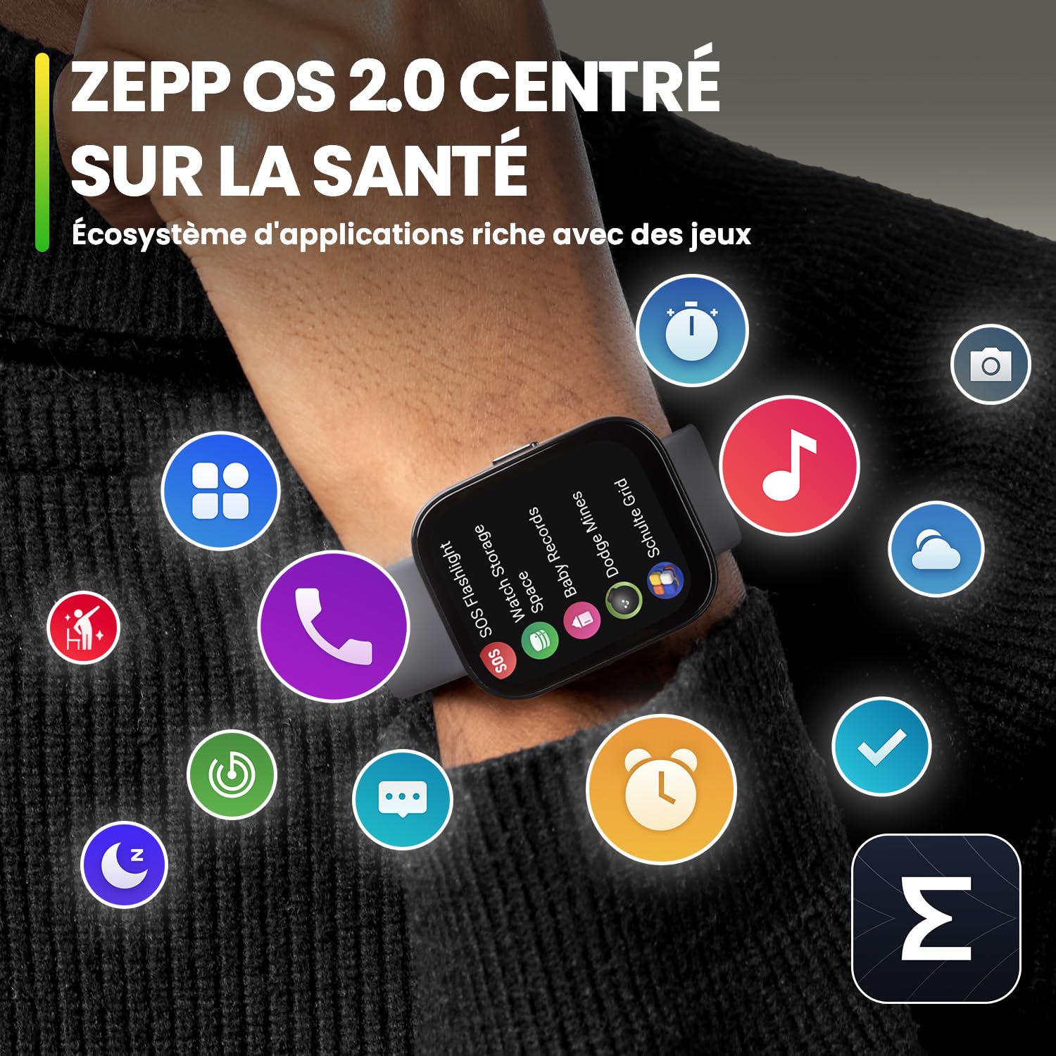 Amazfit Bip 5 Montre Connectée pour Hommes Femmes, 46 mm Grand écran, appels Bluetooth, Alexa, GPS, Batterie 10 Jours, Smartwatch pour Android et iPhone