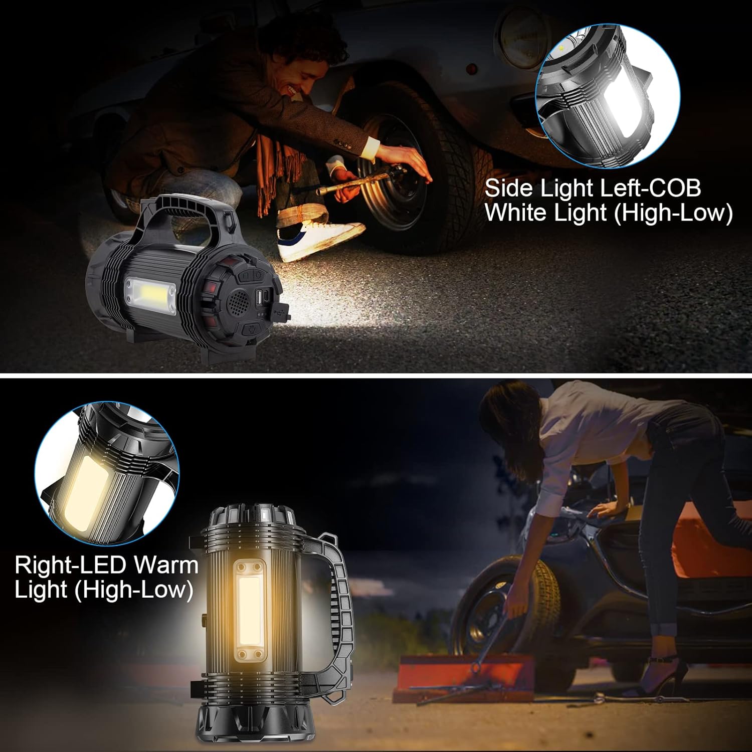 ERAY 889S flashlight side lights in use