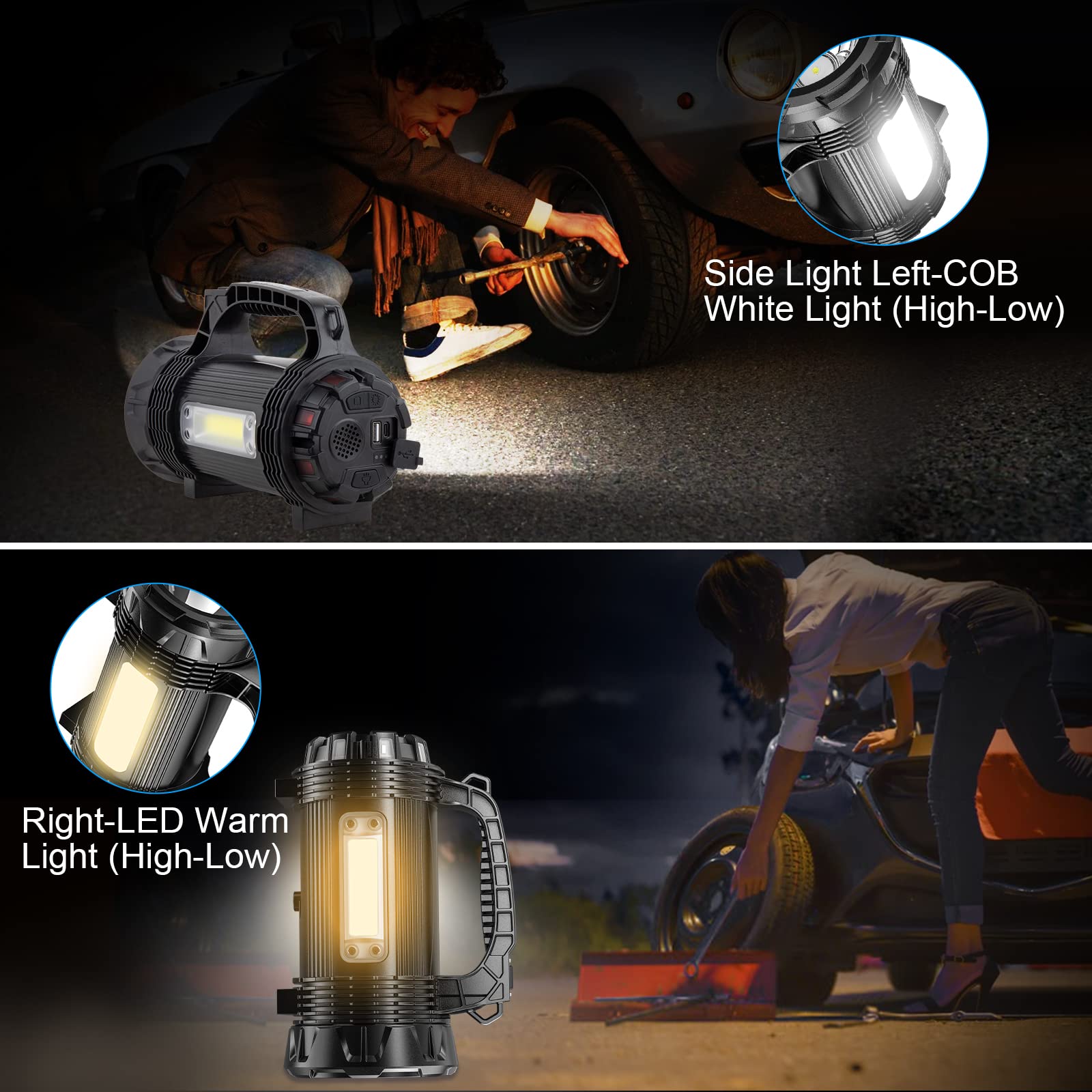 ERAY Latarka LED, potężna latarka z 8 trybami oświetlenia, potężna latarka 1200 lumenów z kablem USB, wodoodporna IP65, na kemping, turystykę pieszą/nagłych wypadków, 889S