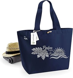 Beach Bag Organic Tote Bag XL Cotton Canvas Palm Trees and Sunsets Gift Beach Bag