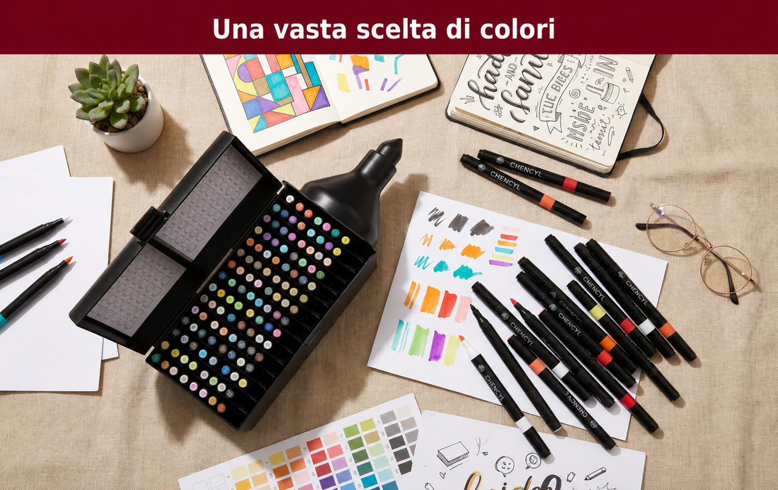 Pennarelli Acrilici 120 Colori, Acrylic Marker Brush Pen 4 mm
