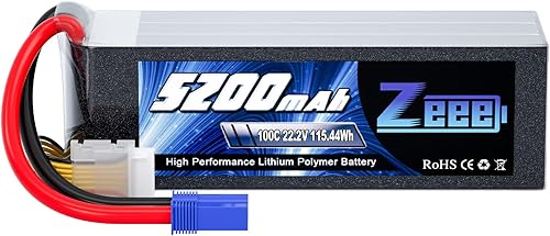 Zeee 6S Lipo Batería 5200mAh 22.2V 100C Soft Pack Lipos con EC5 Conector RC Batería para RC Coche Camión Avión Helicóptero Quadcopter Barco