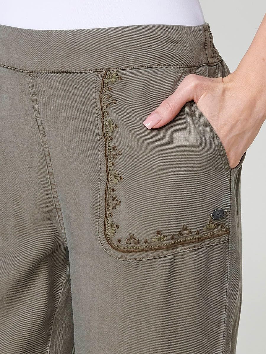 Koroshi Pantalón Mujer Jogger de Lyocell con Cenefa Bordada 2512PT89
