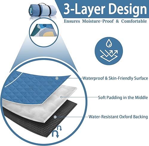 Miniatura 2 de PY SUPER MODE Mantas de pícnic extra grandes, impermeables, plegables, para exteriores, de gran tamaño, 83 x 79 pulgadas, a prueba de arena, tapete