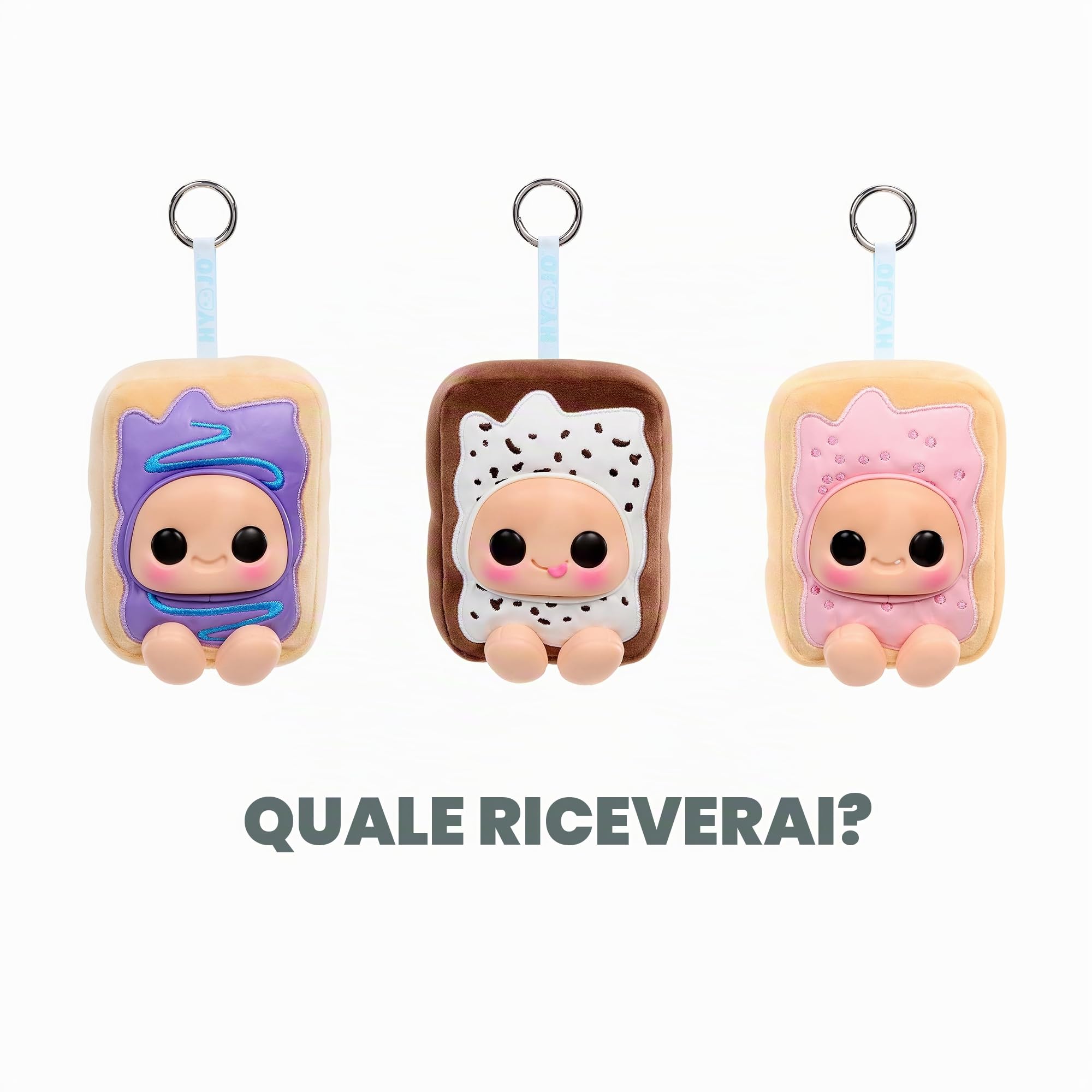 Hyojo serie Pop-Tarts - rosted Cherry, Wild Berry, Cookies e Creme | Peluche singolo da collezione, Morbido peluche e materiali misti, morbido e comprimibile, portachiavi incluso, tutte le età
