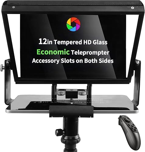 Teleprompter de aluminio de 12.1 pulgadas para cámara, con control remoto Bluetooth, aplicación gratuita y funda de transporte, compatible con