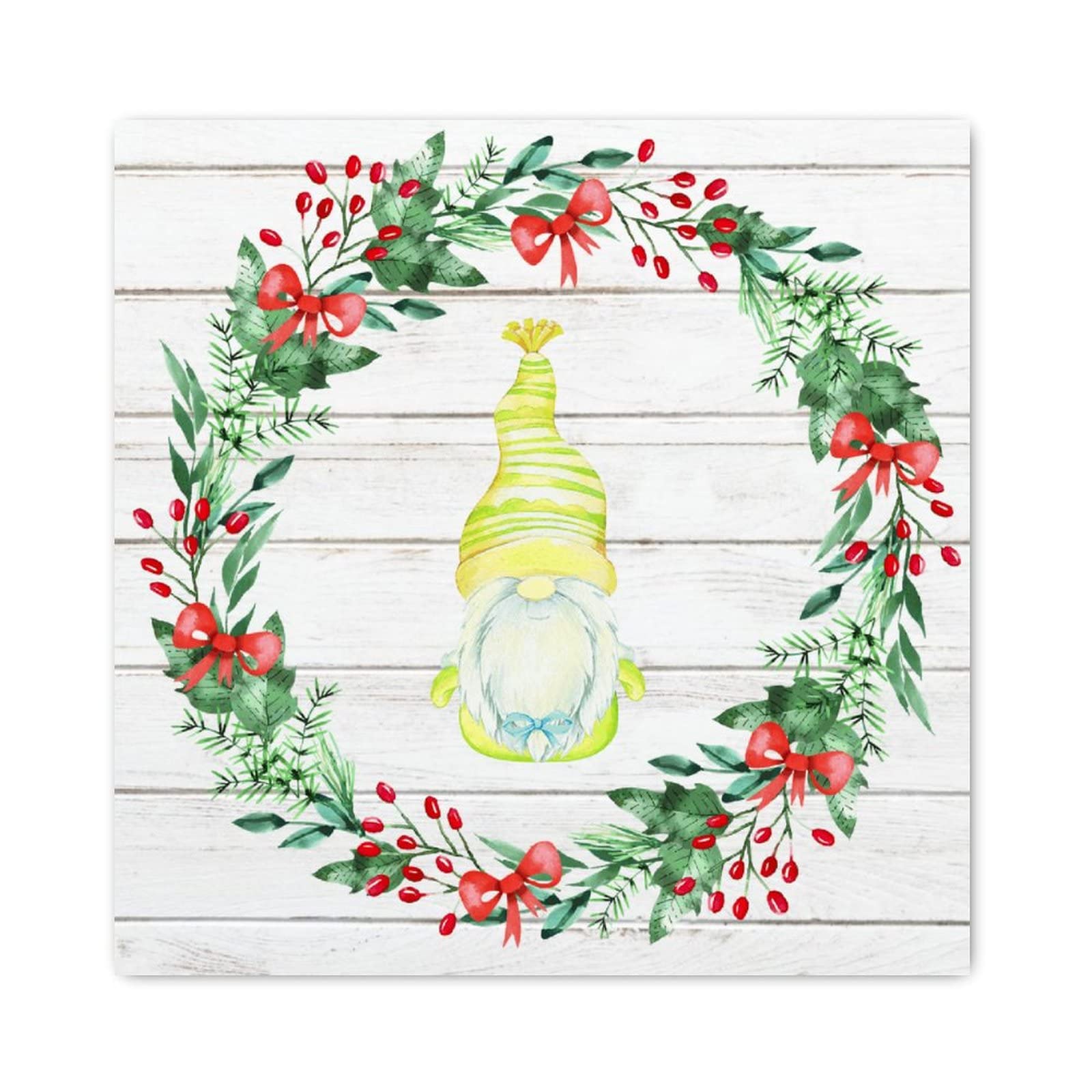 Couronne de nain de Noël panneau bois pour habiller un mur vide salon