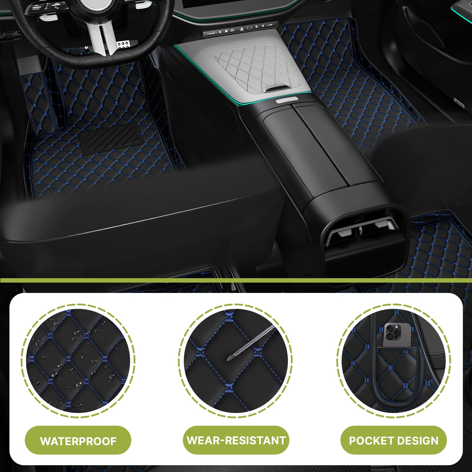OMAC Floor Mats Liner for Kia Soul 2014-2019 Black TPE All-Weather 4
