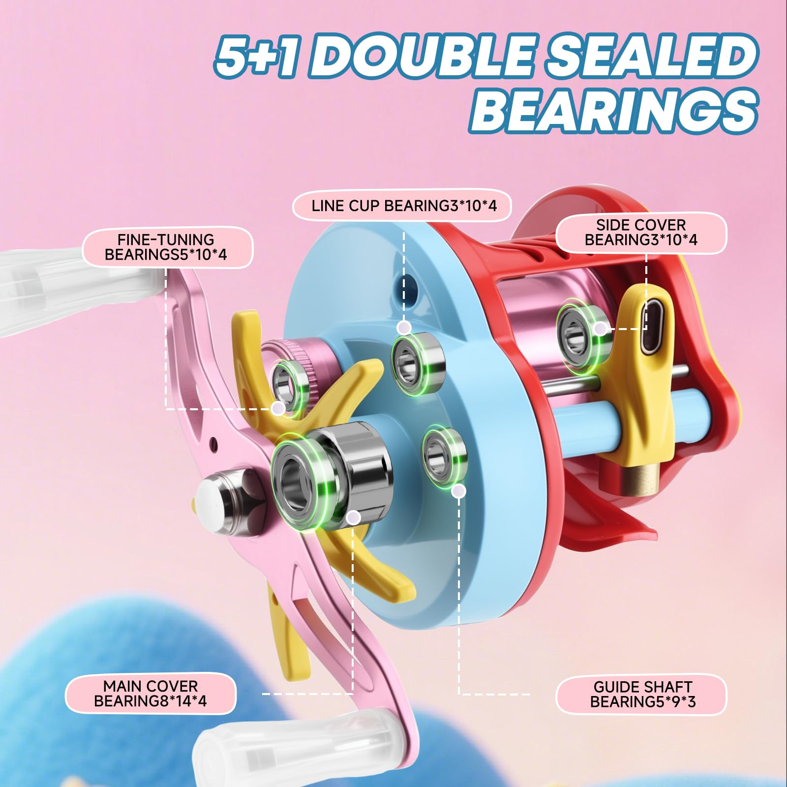 TEBEN DC Baitcaster Reel, 3 modalità di controllo digitale pesca a traina, mulinello da pesca ultraleggero da 155,07 g, resistenza massima 5 kg, 7,2:1, 5+1BB, mulinelli da pesca in acqua dolce e
