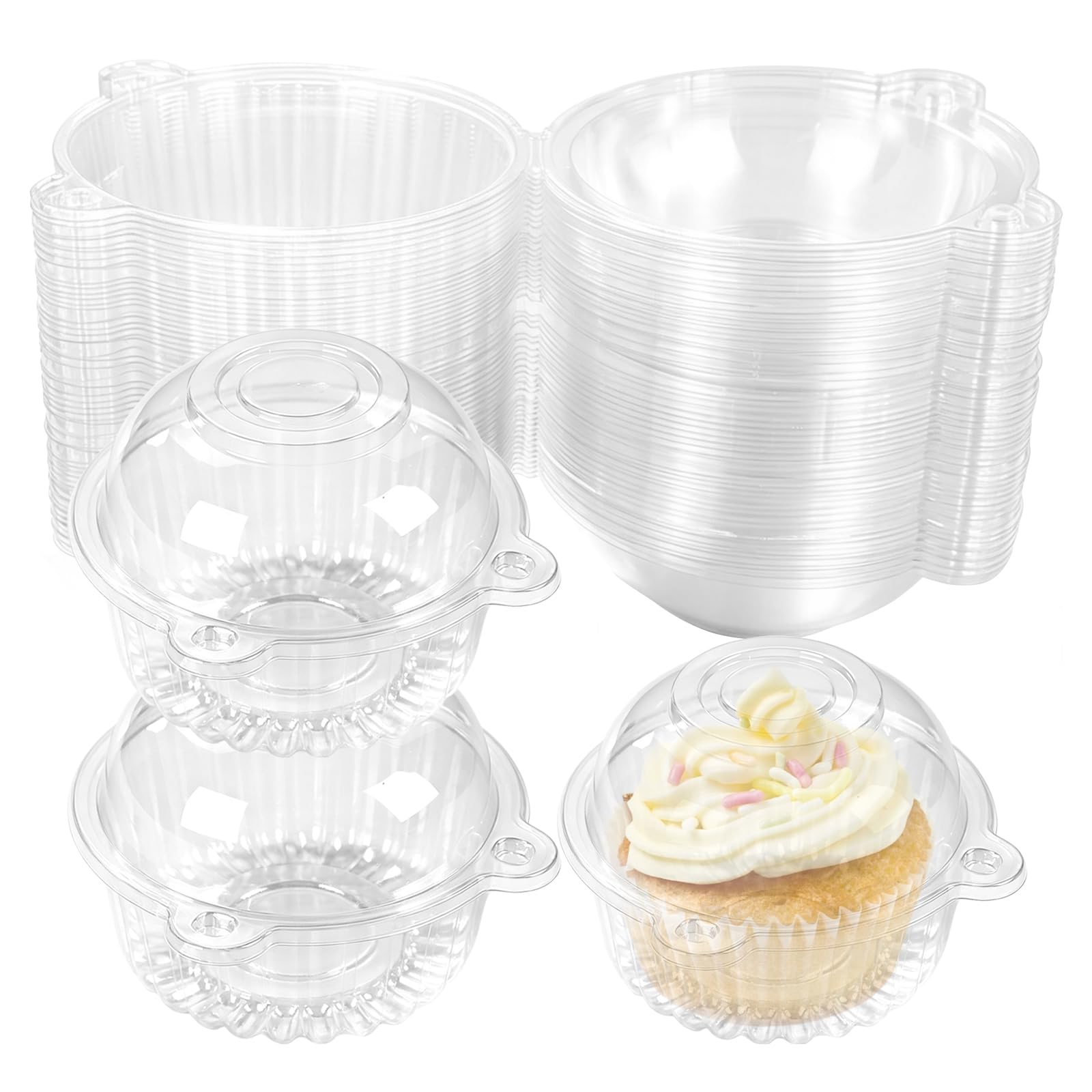 Rthynti 100pcs Clear Cake Slice Boxes, 5.3 Inch Plastic Cake Boxes, Square Cake Slice Containers with Lid, Individual Dessert Container for Sandwich Salad Hamburger (120 * 120 * 8cm)