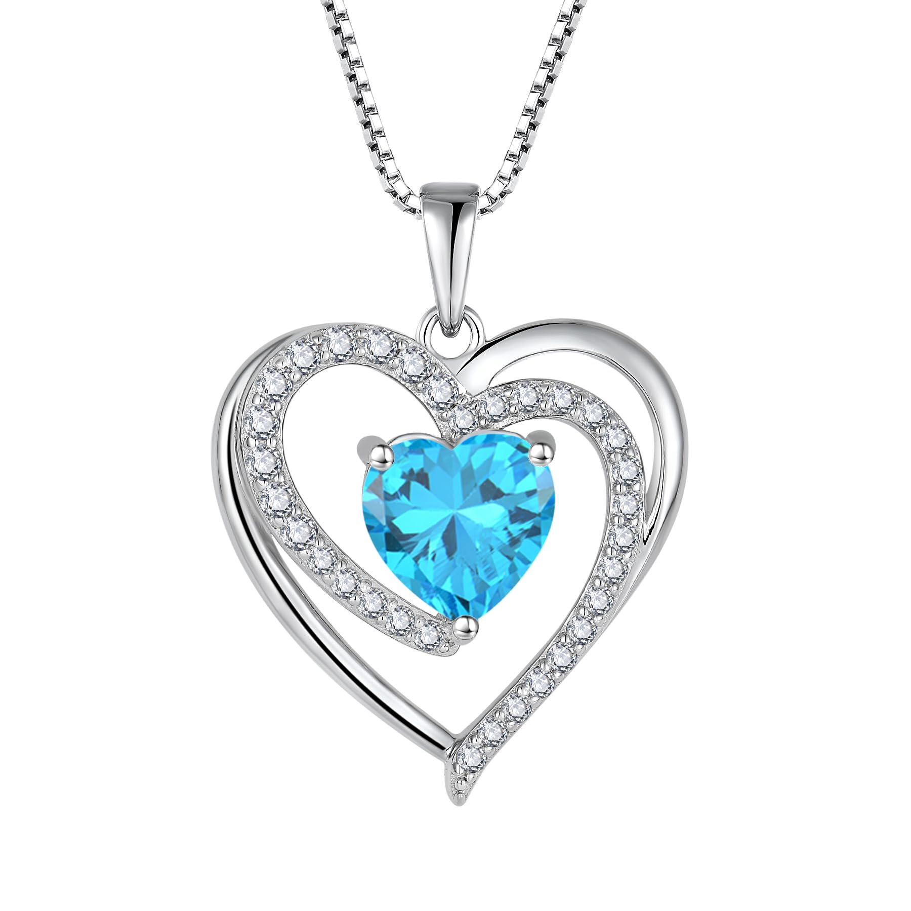 FJ Collana Cuore Donna in Argento Sterling 925 Collane con Ciondolo Pietre Portafortuna Gioielli Regalo per lei Amiche Moglie Mamma Donna