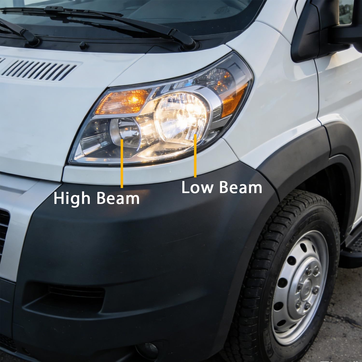 for Ram 2023 2024 2025 2026 ProMaster 1500 2500 3500 Headlight Assembly Multi Beam 9005LL H11LL, 4pcs Super Bright White Driving Beam Plug and Play