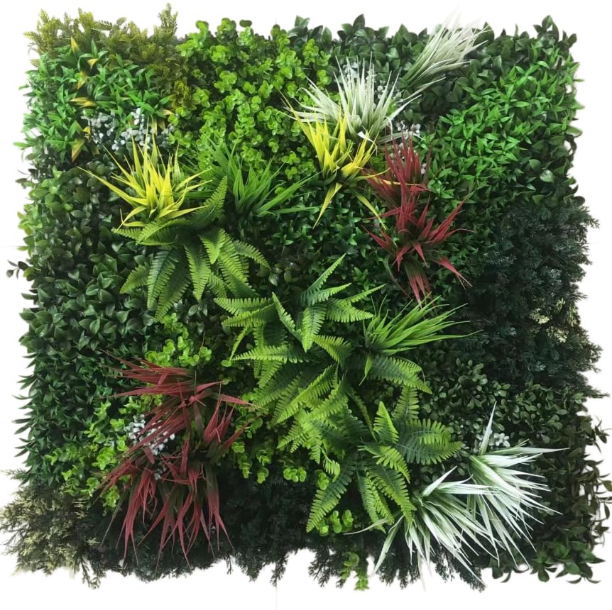 M.J COMFY-LIFE Artificial Hedge Plant Panels 100 x 100cm Grass Plant Wall Panels Green Privacy Living Wall Fence Screening Home Garden Spring Leaf Backdrop for Indoor Outdoor (Type D)