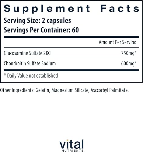 Miniatura 2 de Vital Nutrients Glucosamina y condroitina | Suplemento saludable para cartílago, movilidad y apoyo articular | Sin gluten, lácteos, soja | Sin OMG |